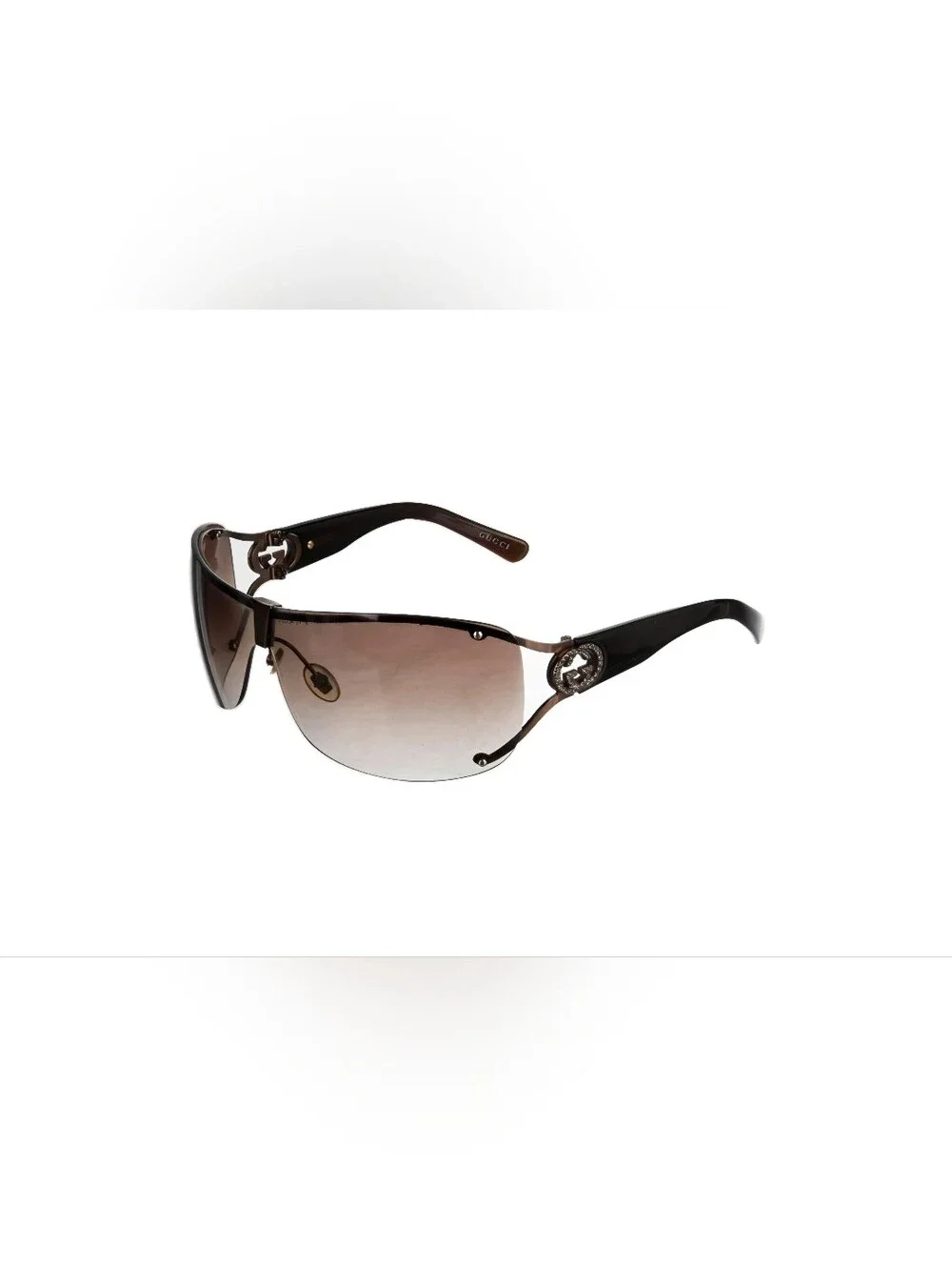 Gucci Women’s Brown Rimless Shield Sunglasses
